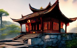 中国山顶上的寺庙