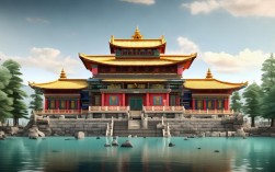 巴松措湖心岛寺庙