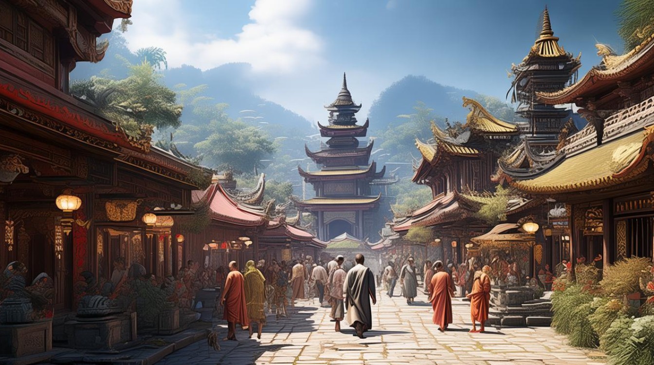 佛教寺庙聚集的城镇