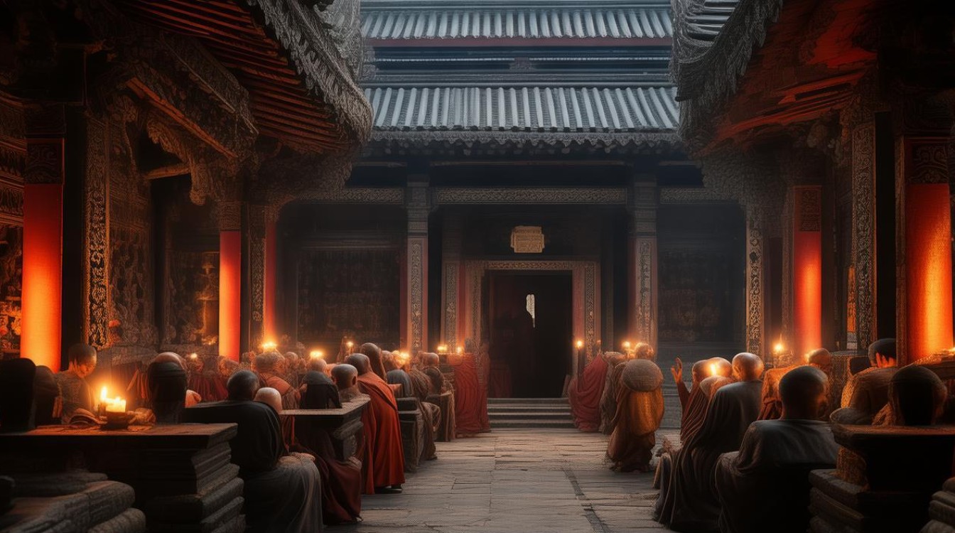 寺庙中晚课时间