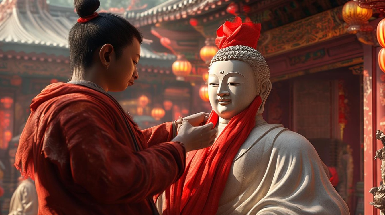 如何给菩萨挂红