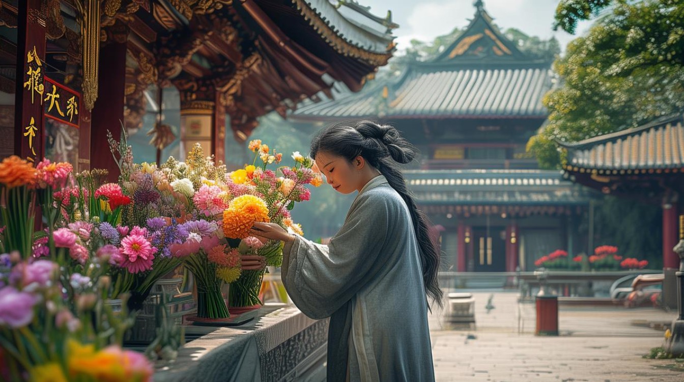 去寺庙献花买几朵