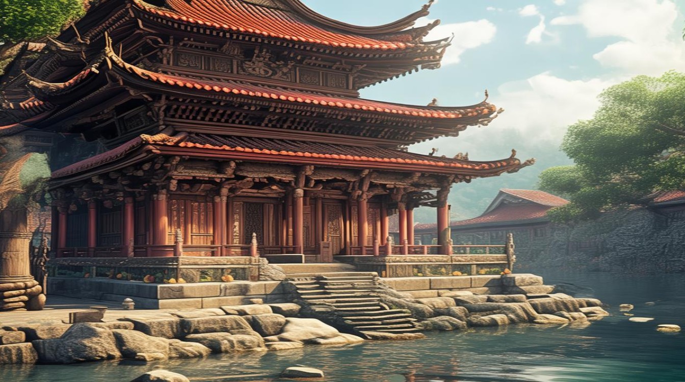 河源景区里的寺庙