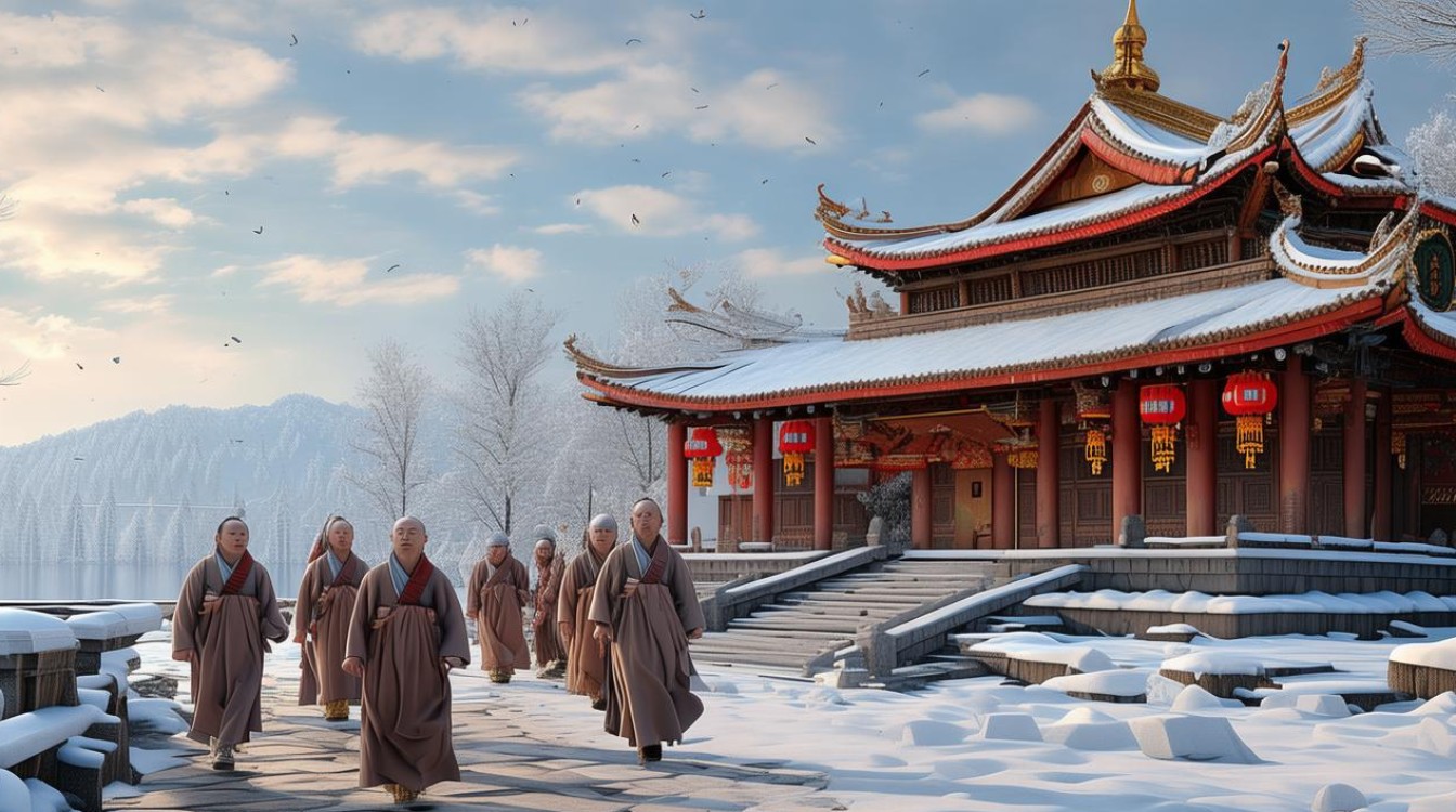 东北的寺庙步行修行