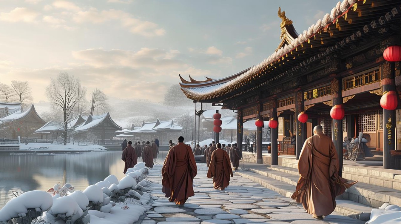东北的寺庙步行修行