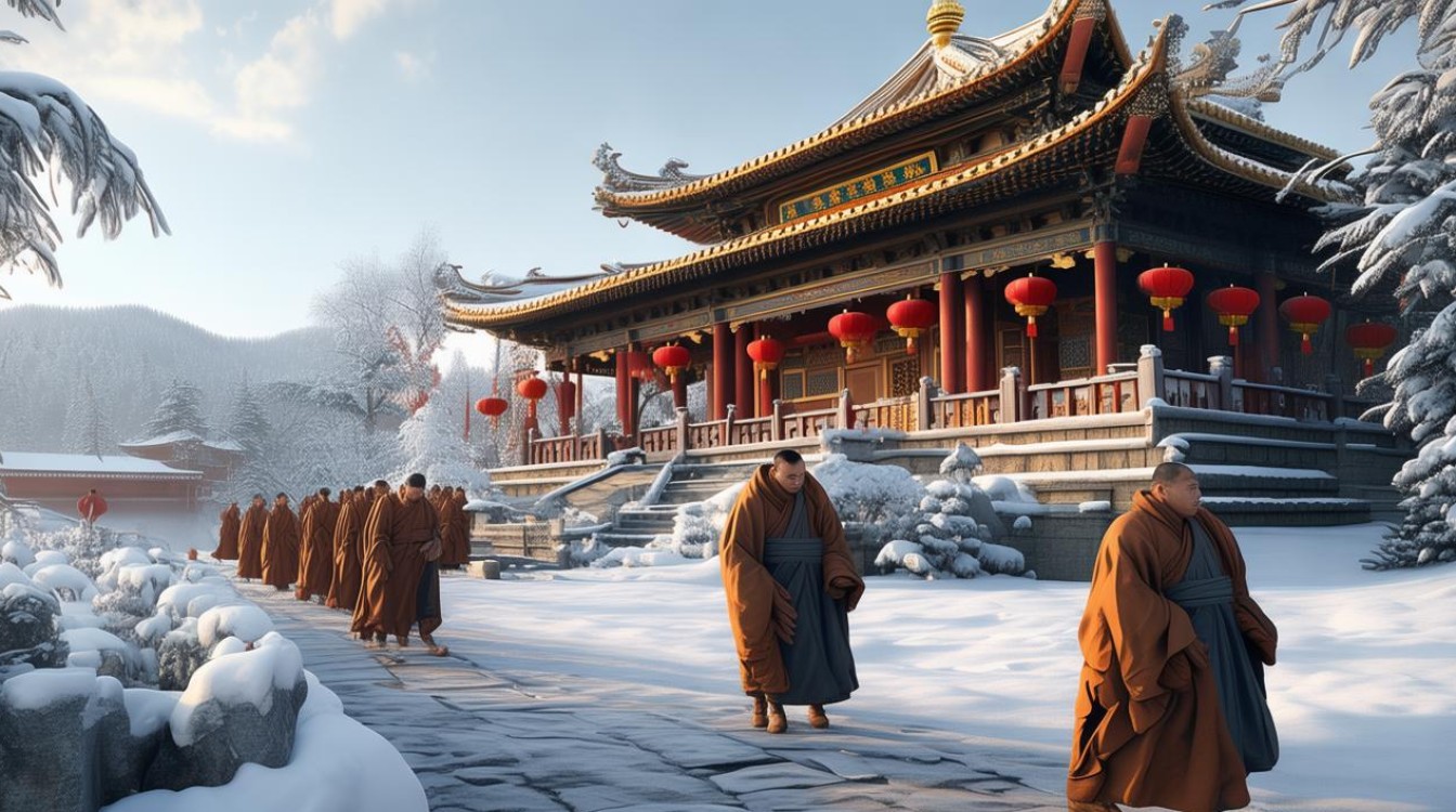 东北的寺庙步行修行