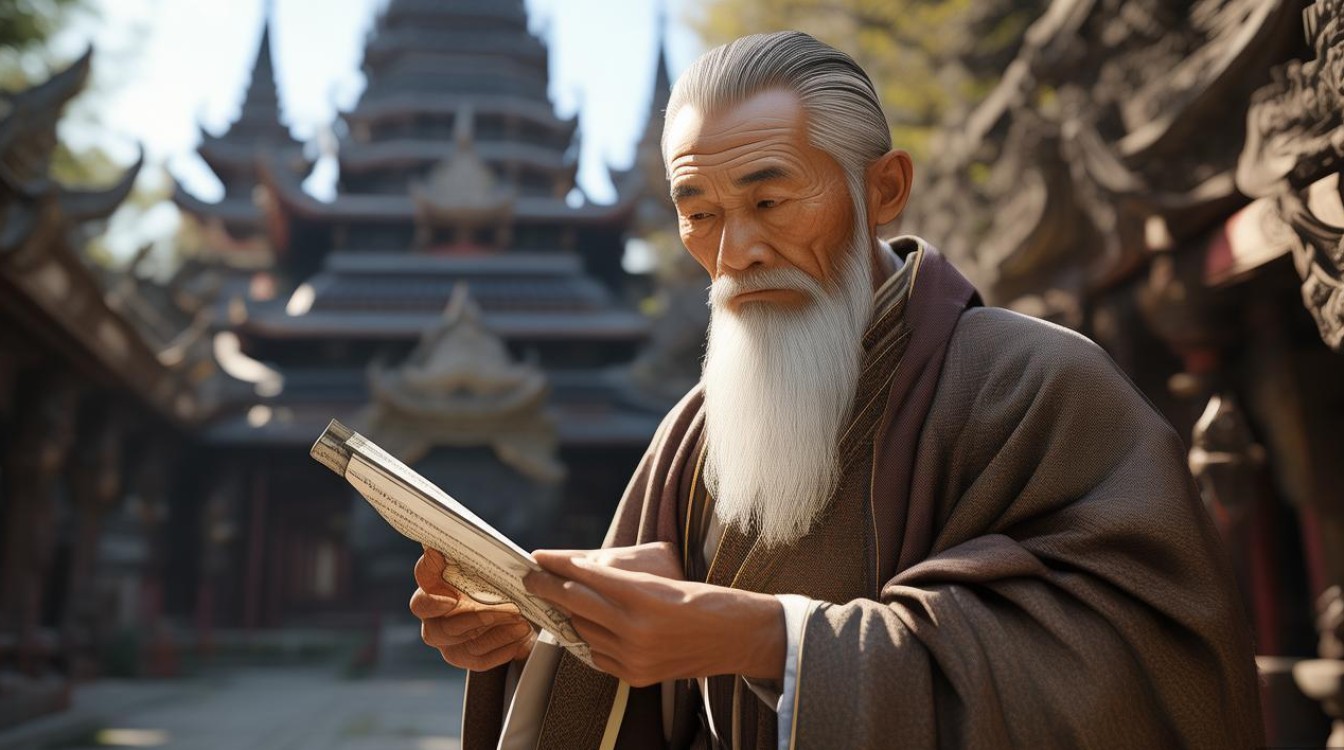 守佛教寺庙的老人