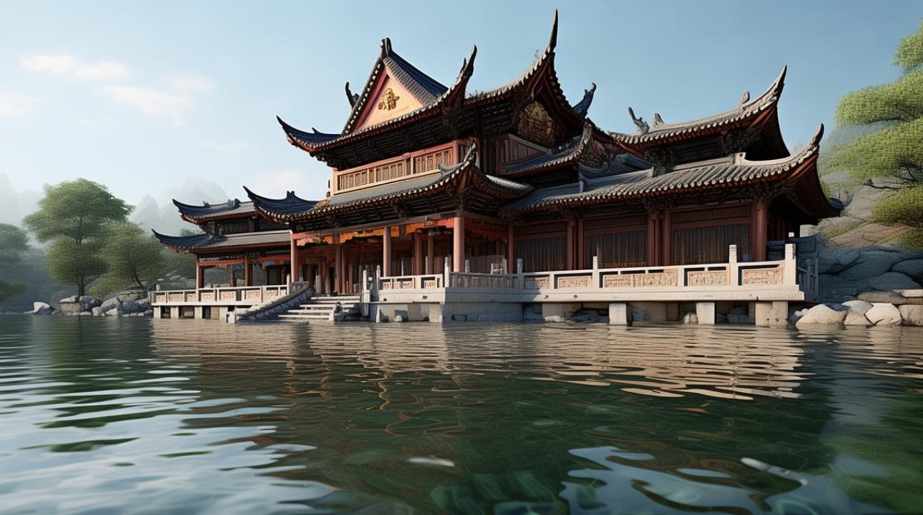 吉林庙岭水库寺庙