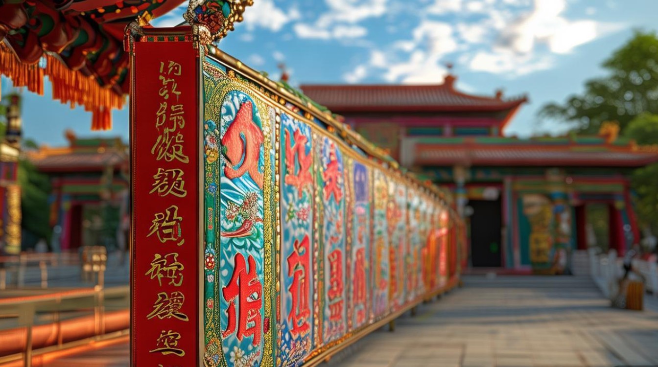 举行寺庙竣工庆典横幅