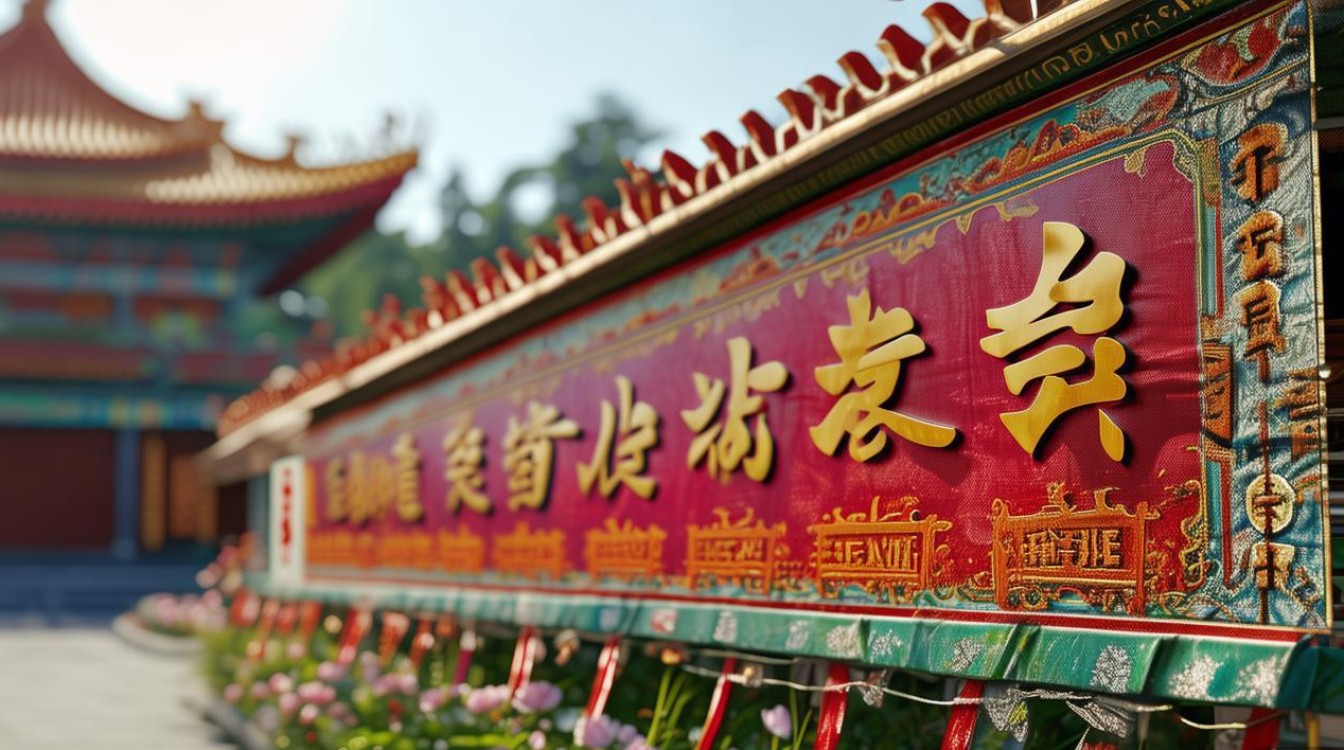 举行寺庙竣工庆典横幅