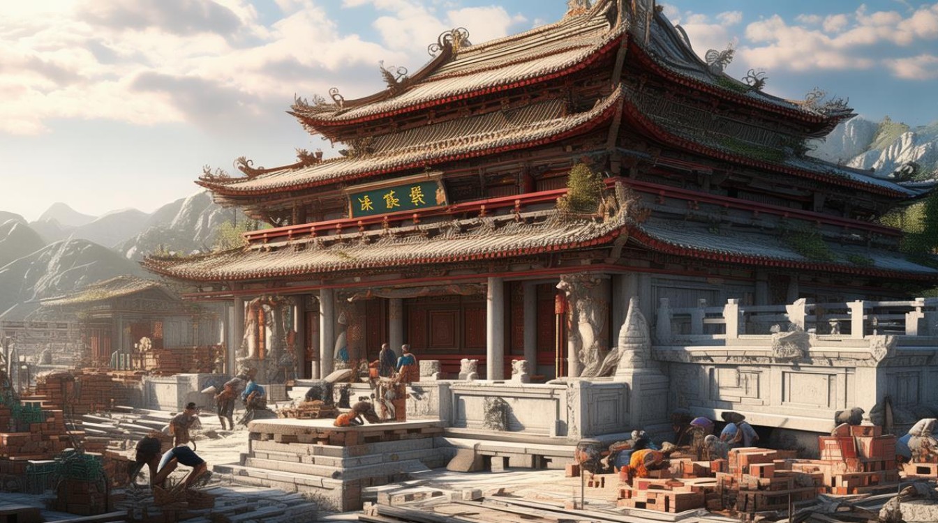 九华山寺庙修建