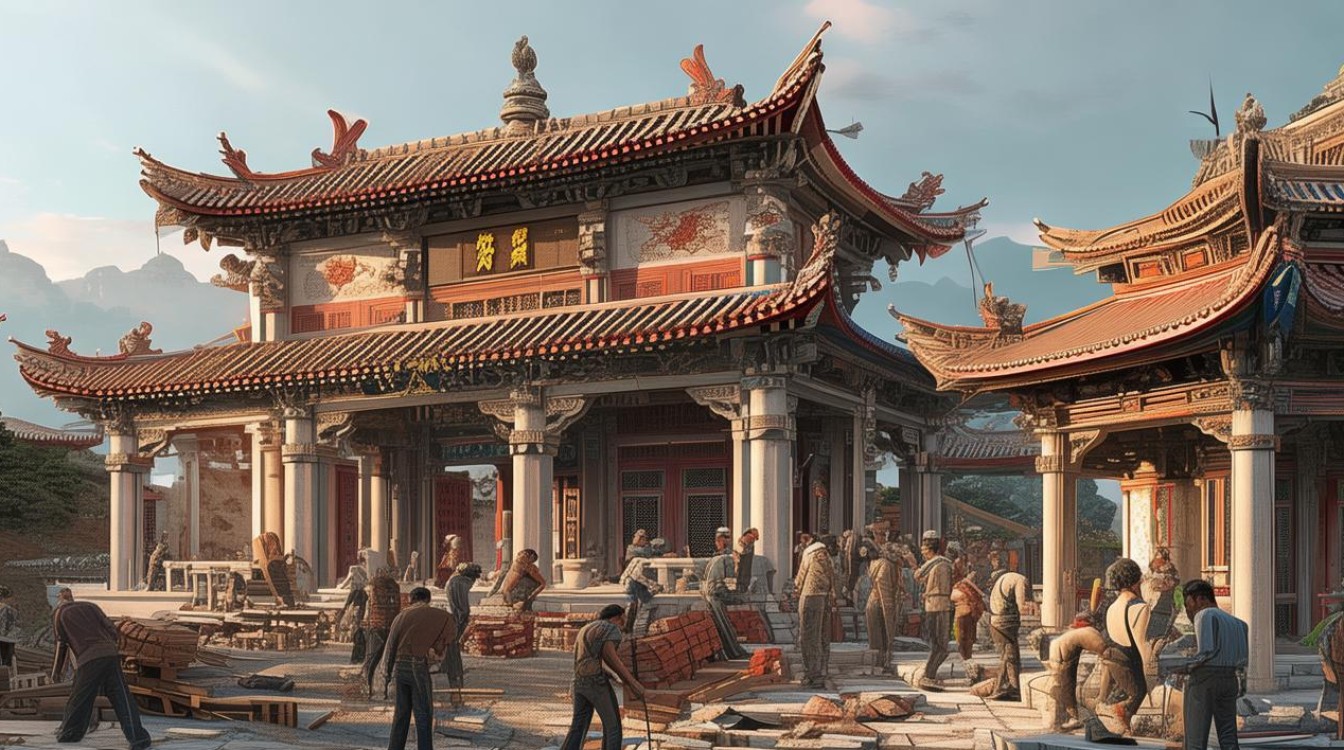 九华山寺庙修建