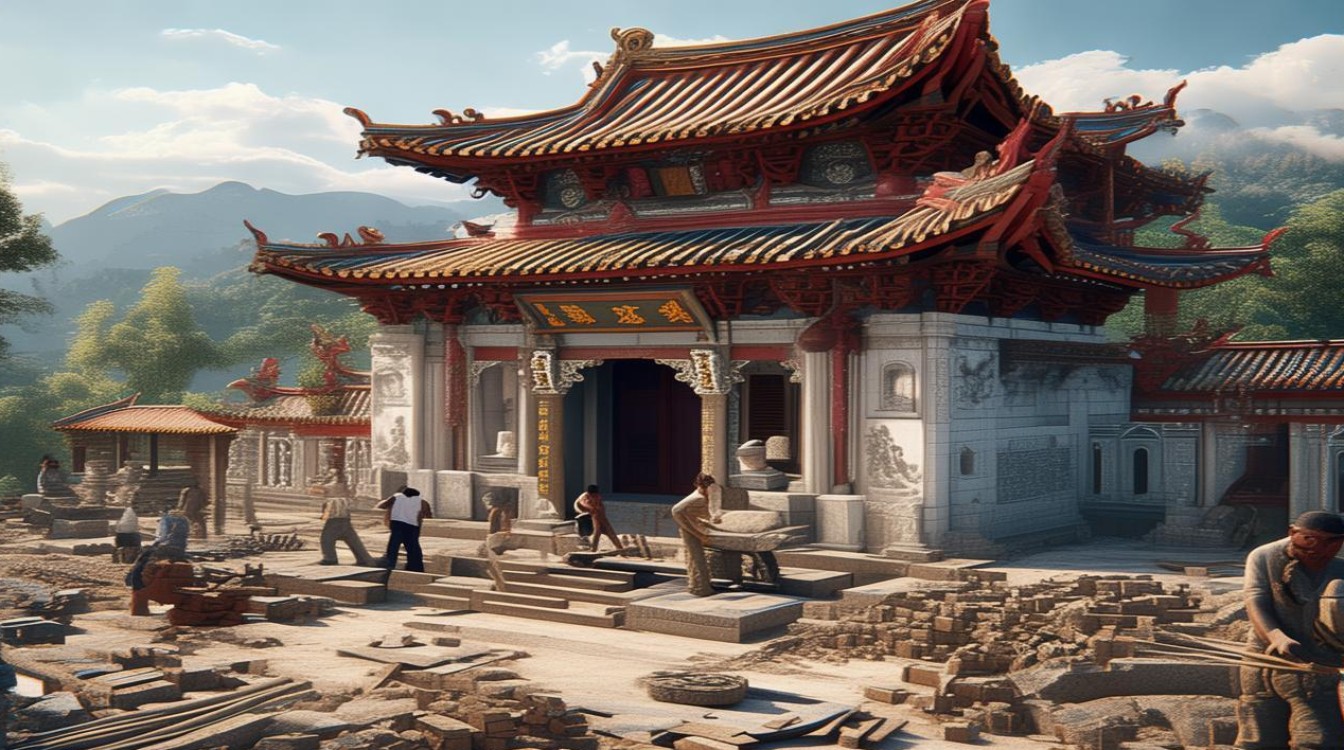 九华山寺庙修建
