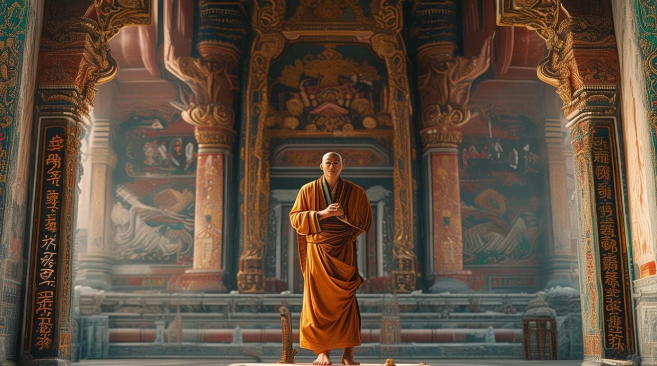寺庙里的法师做法
