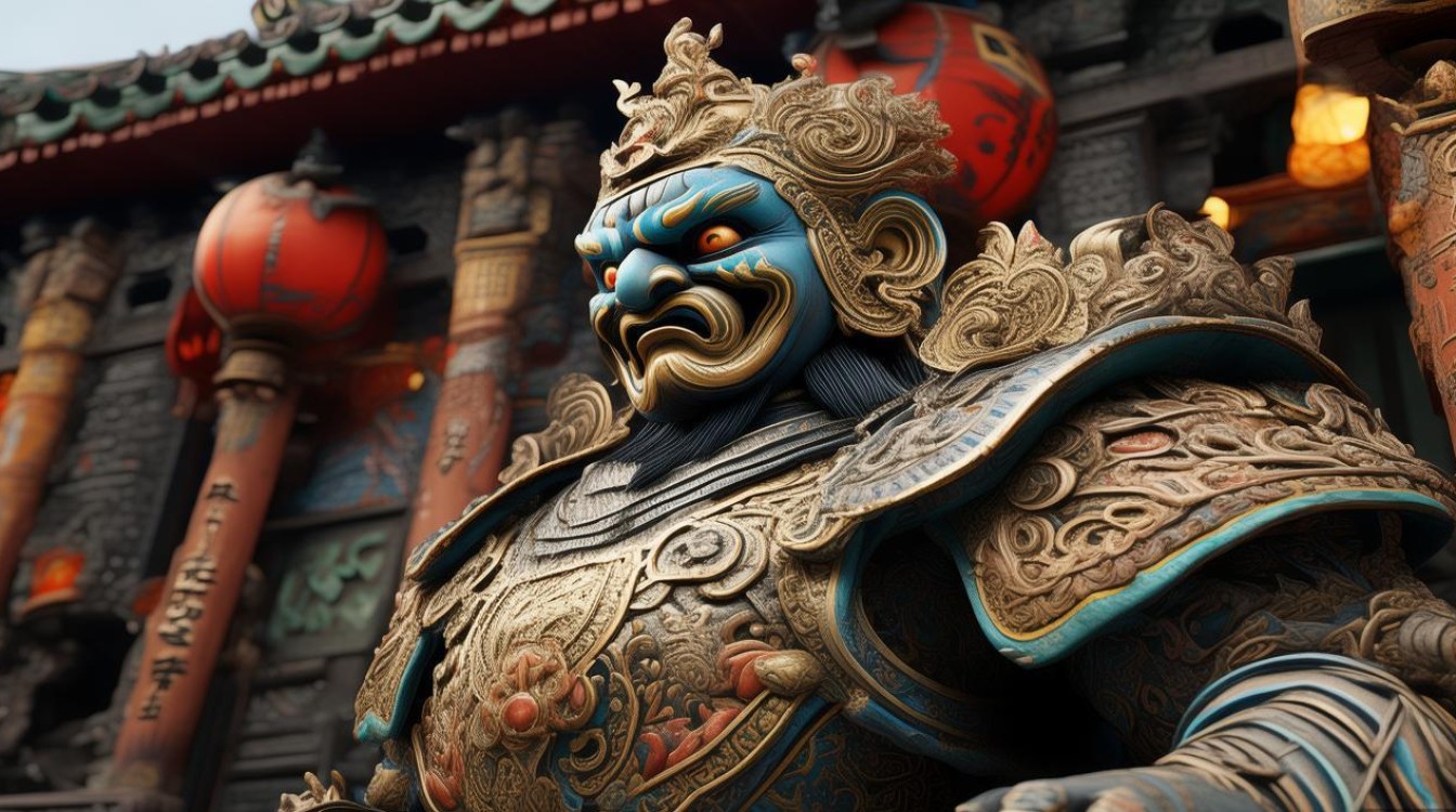 寺庙天王彩会图