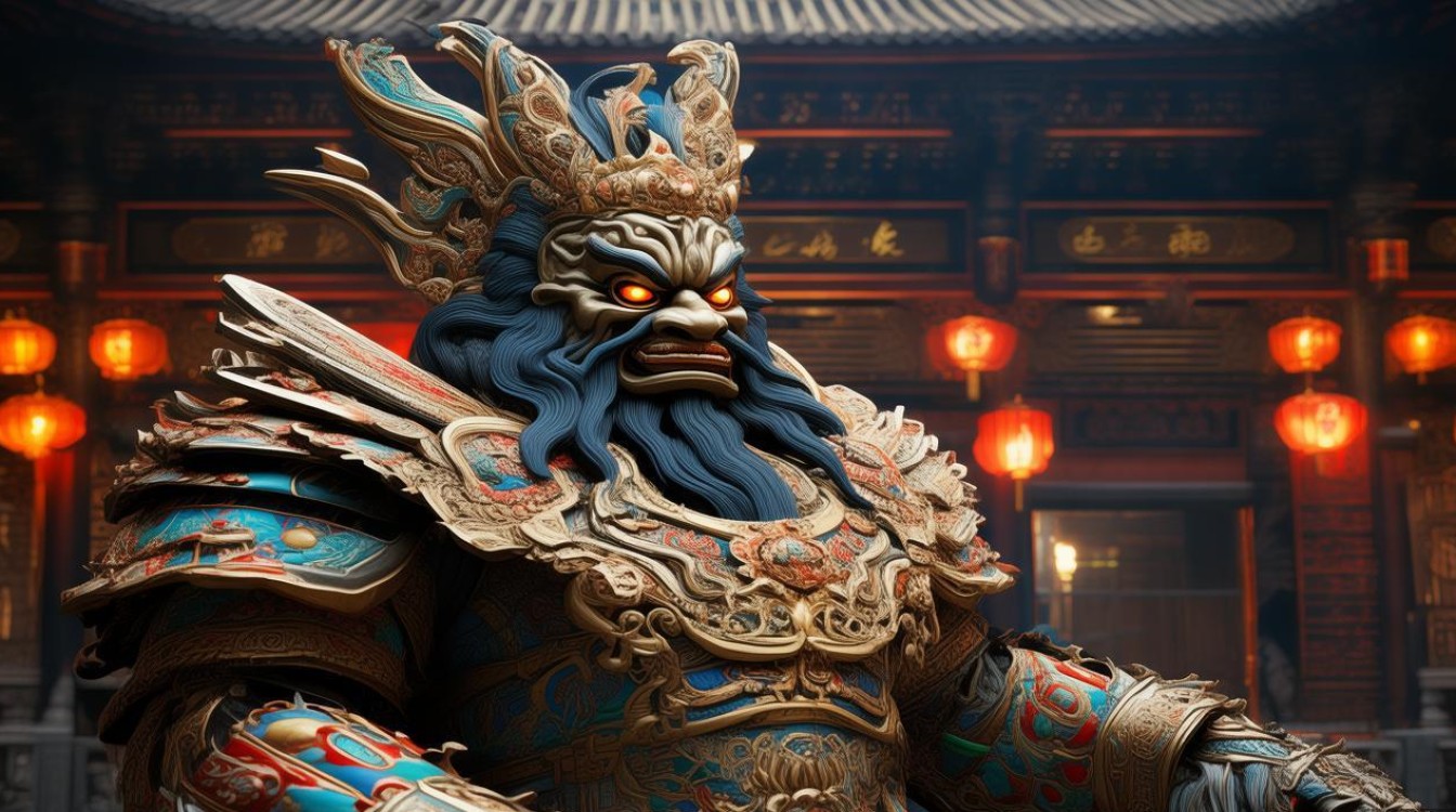 寺庙天王彩会图