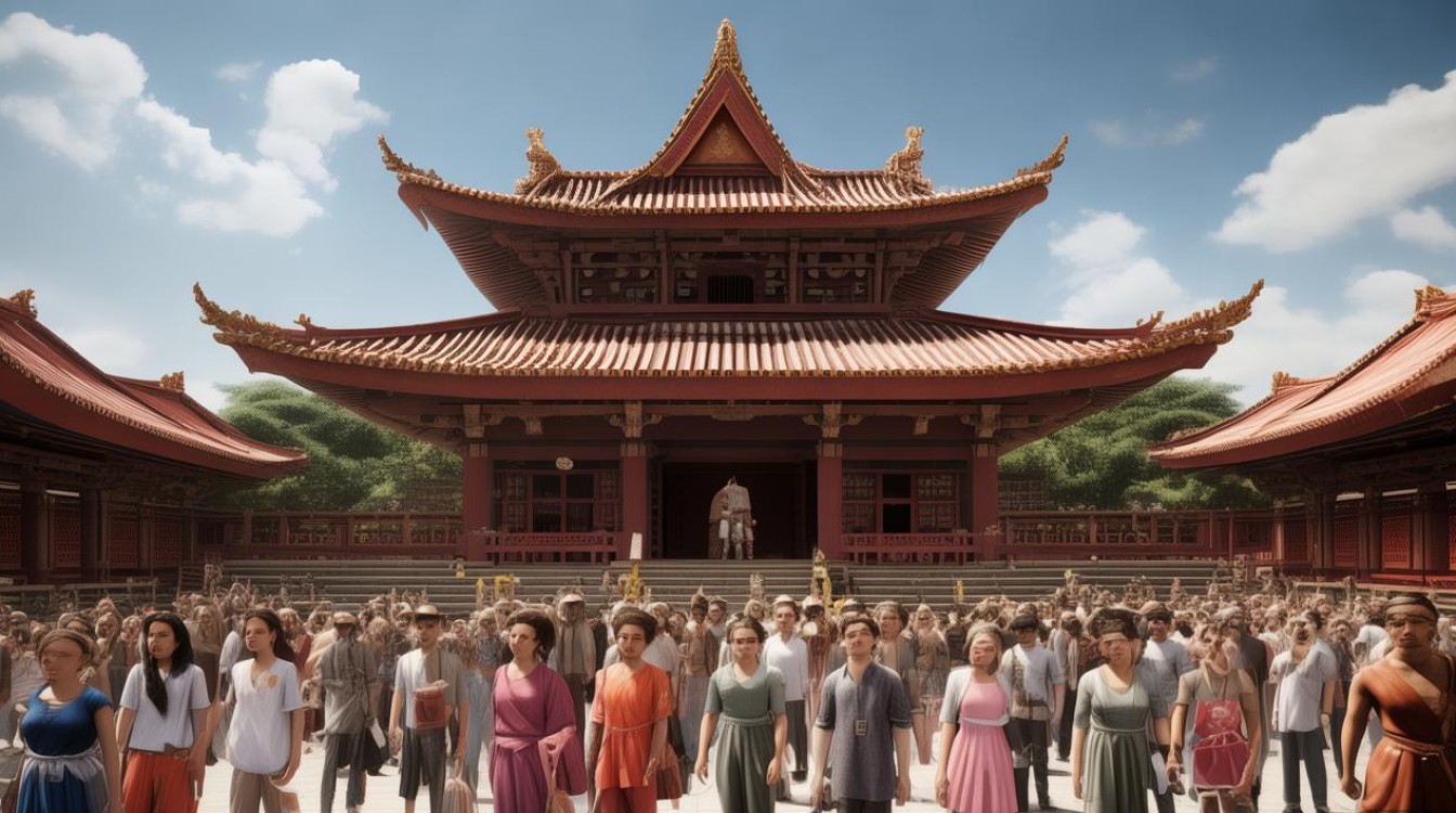 近百青年在寺庙