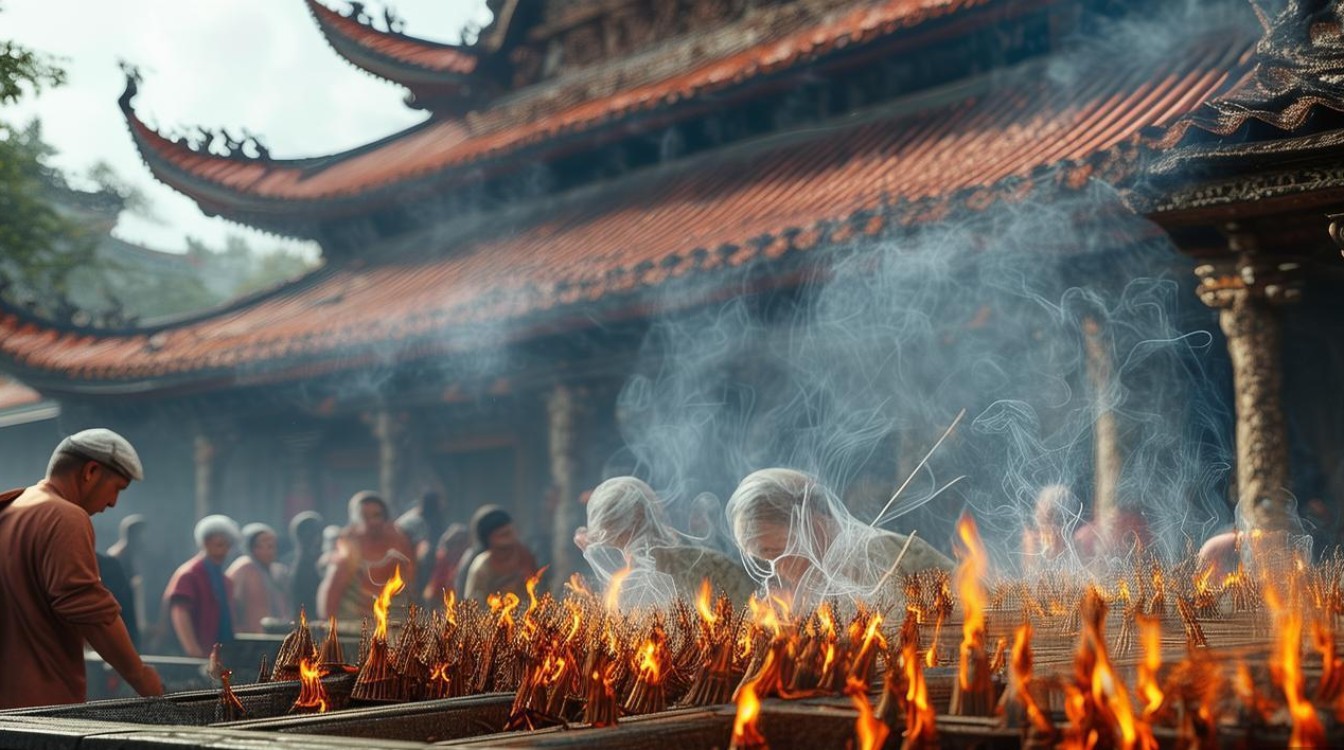 寺庙烧捆香图解