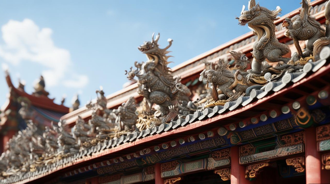 寺庙瓦上的兽
