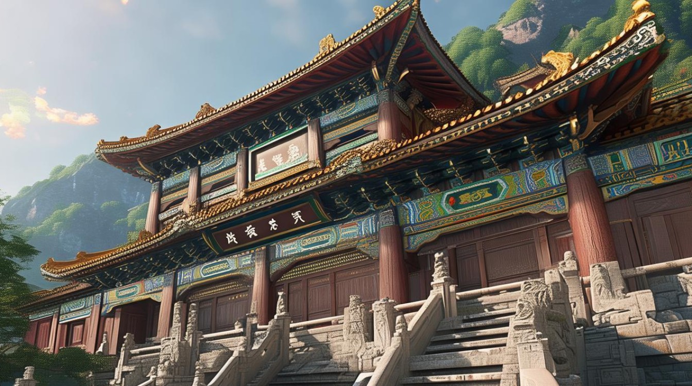 寺庙升坐进山门