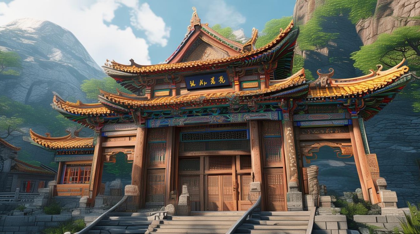 寺庙升坐进山门