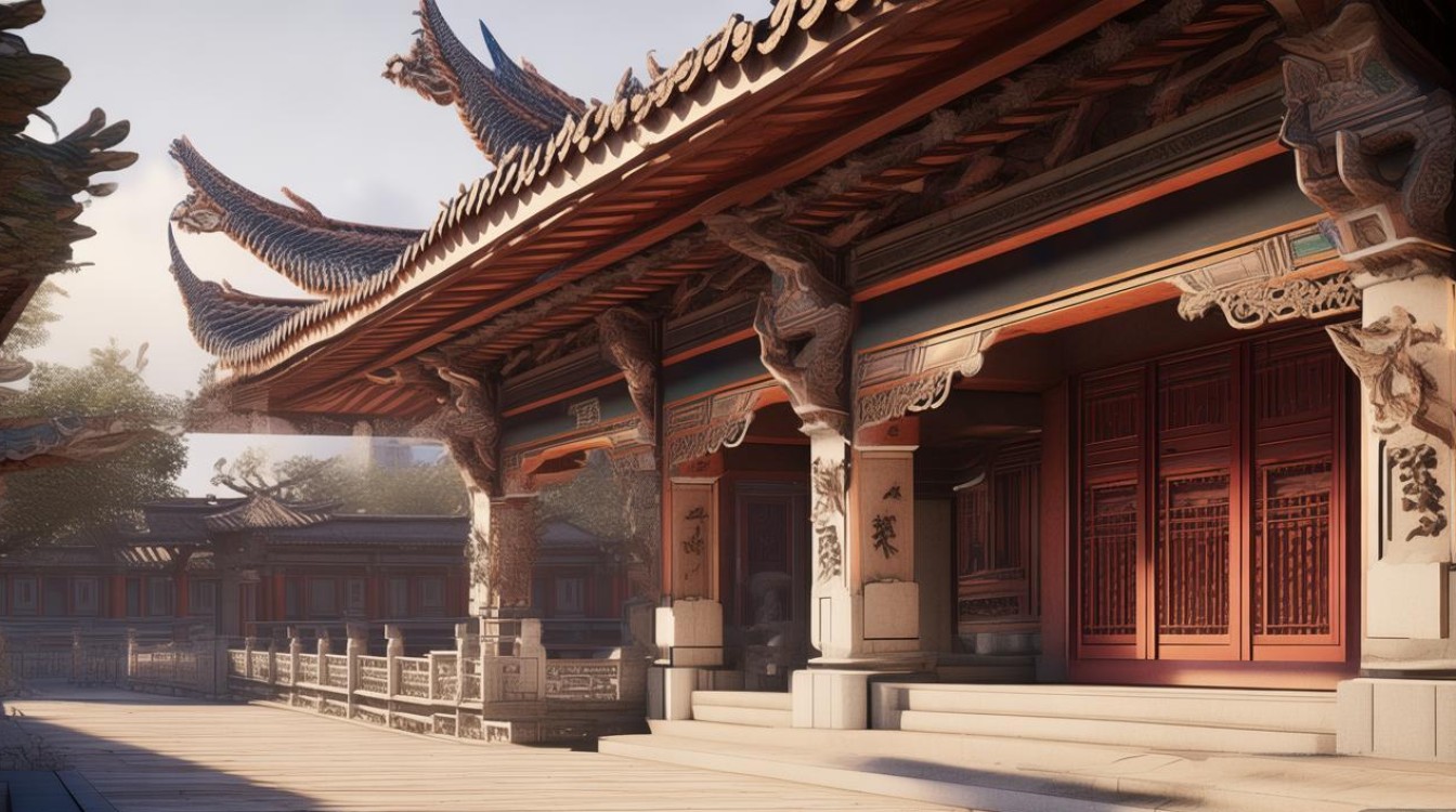 寺庙屋檐下的