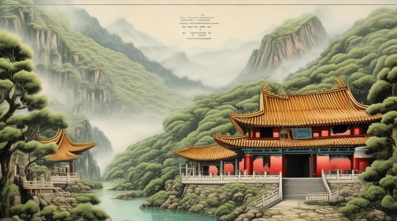 山水画 中 寺庙
