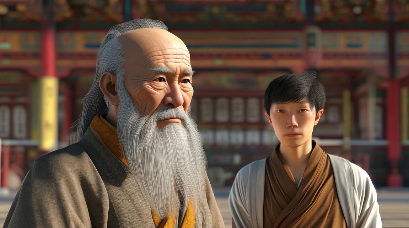 寺庙方丈和徒弟图片