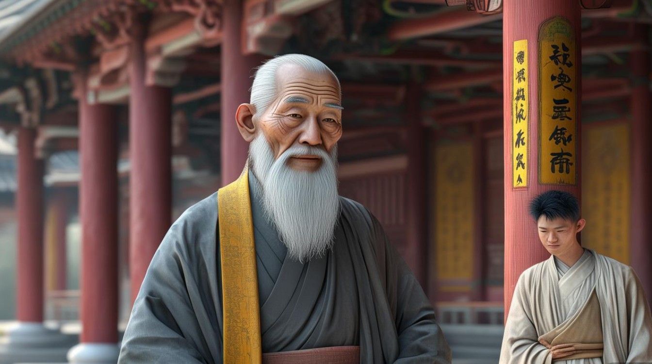 寺庙方丈和徒弟图片