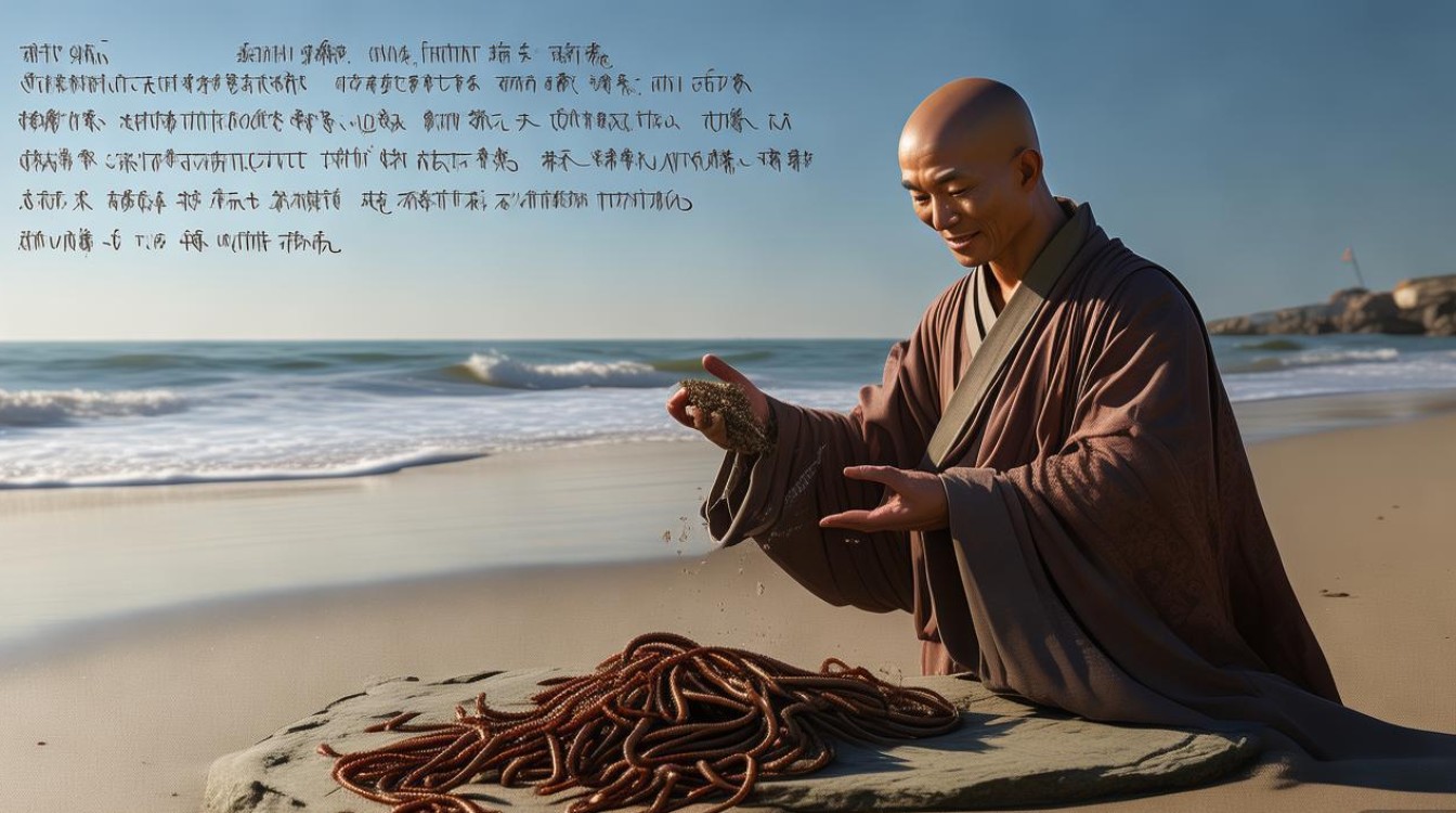 海涛法师放生蚯蚓