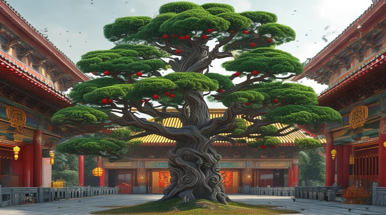 在寺庙升吉祥树