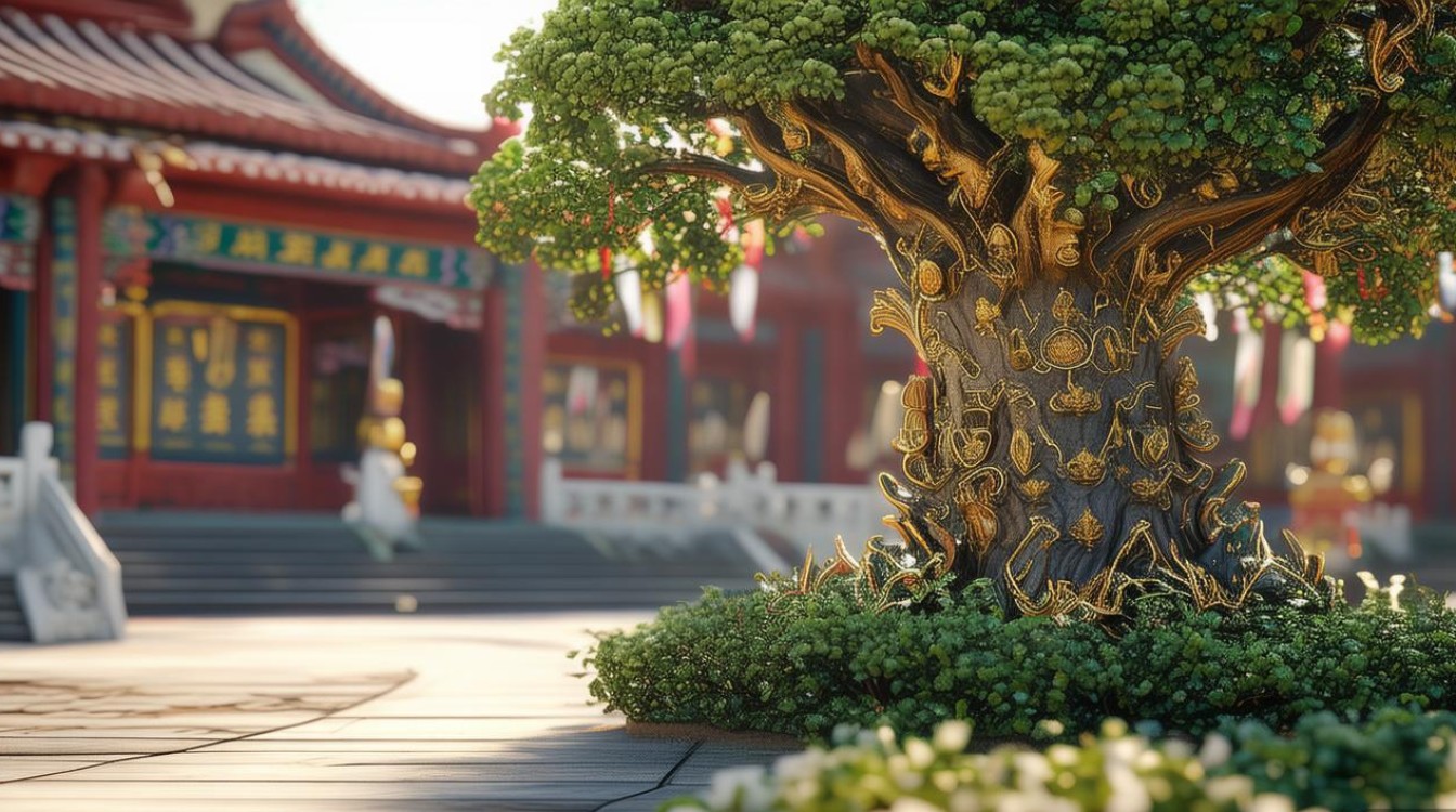 在寺庙升吉祥树