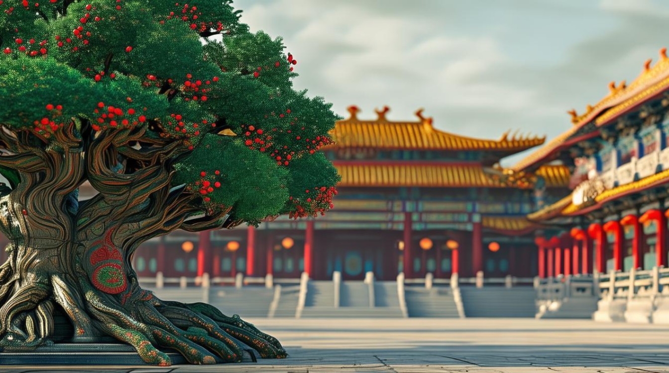 在寺庙升吉祥树