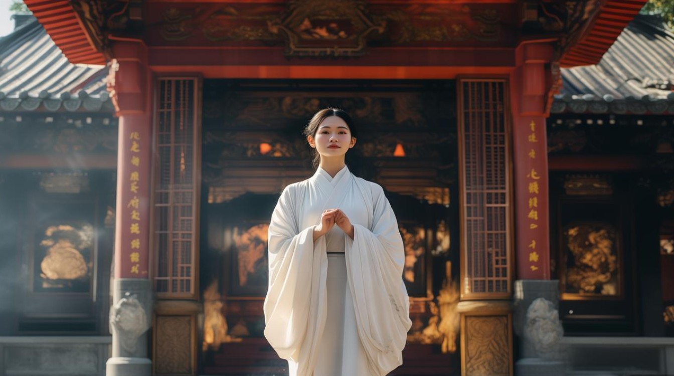 女人要到寺庙戒斋