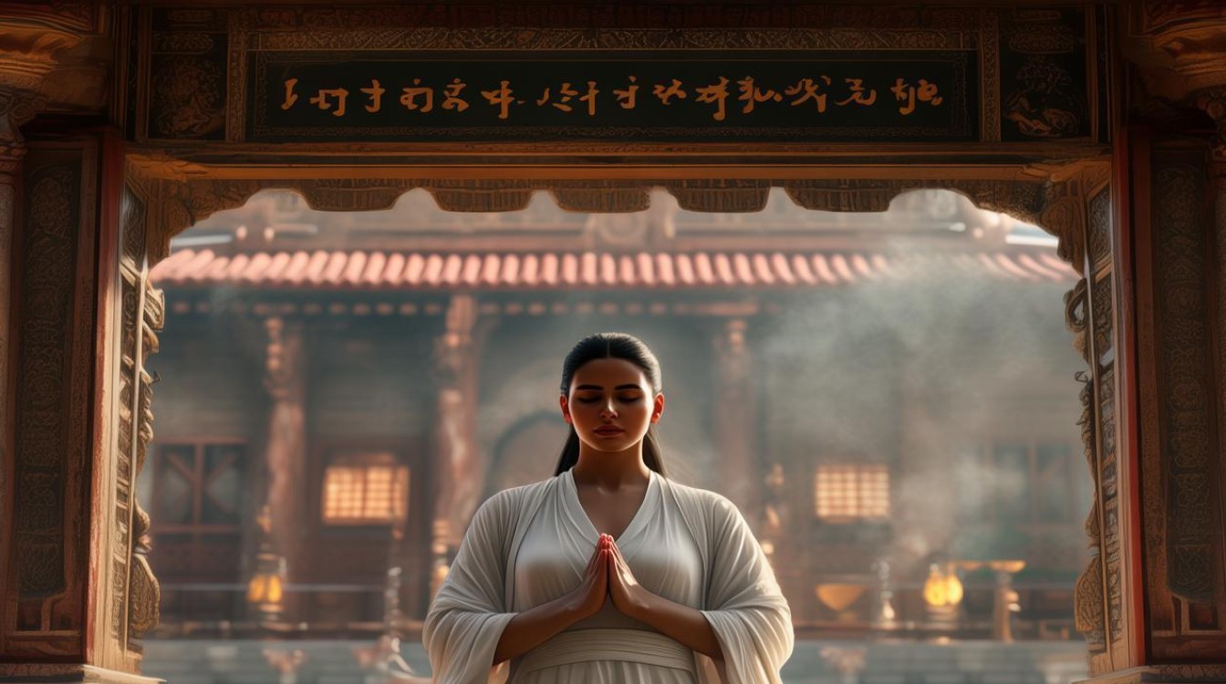 女人要到寺庙戒斋