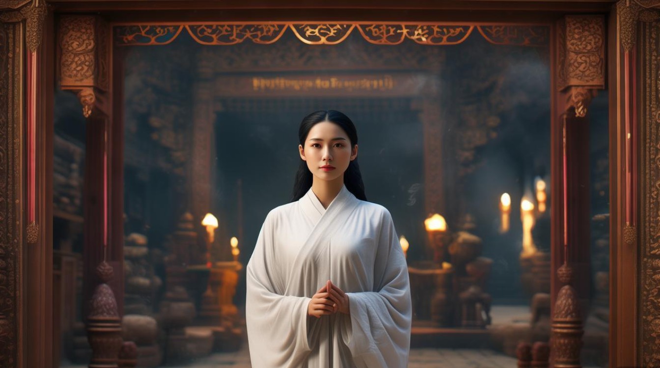 女人要到寺庙戒斋