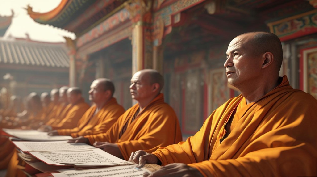 寺庙师傅合唱地藏经