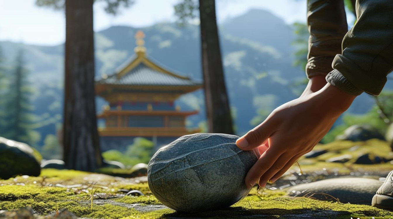 捡到寺庙山中的石头