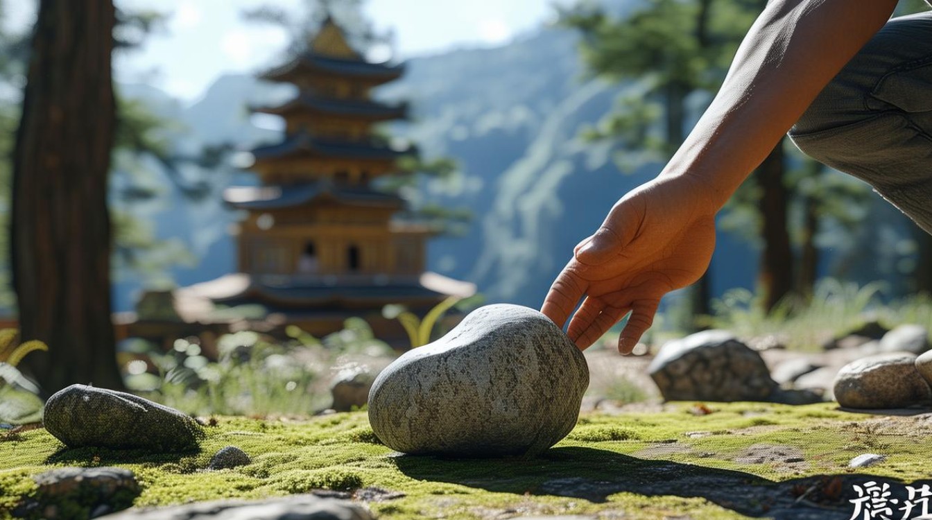 捡到寺庙山中的石头