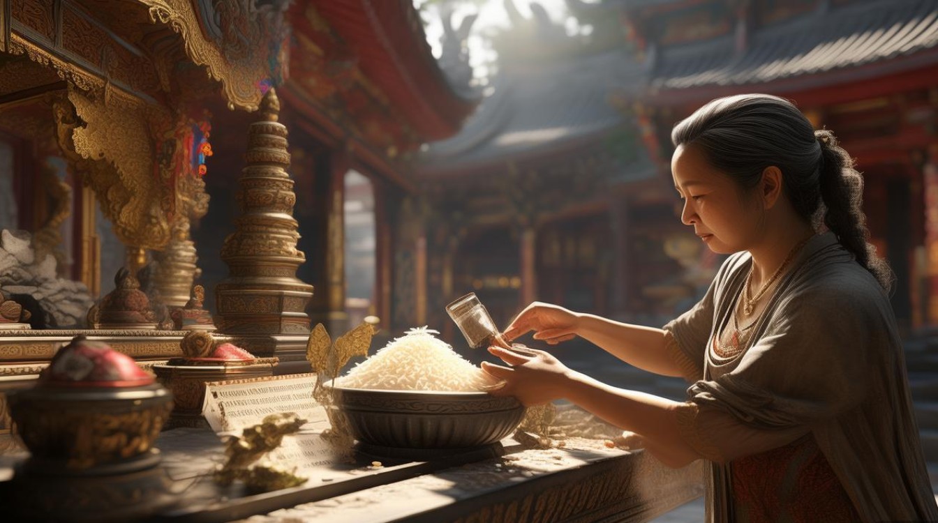 给寺庙供养米油