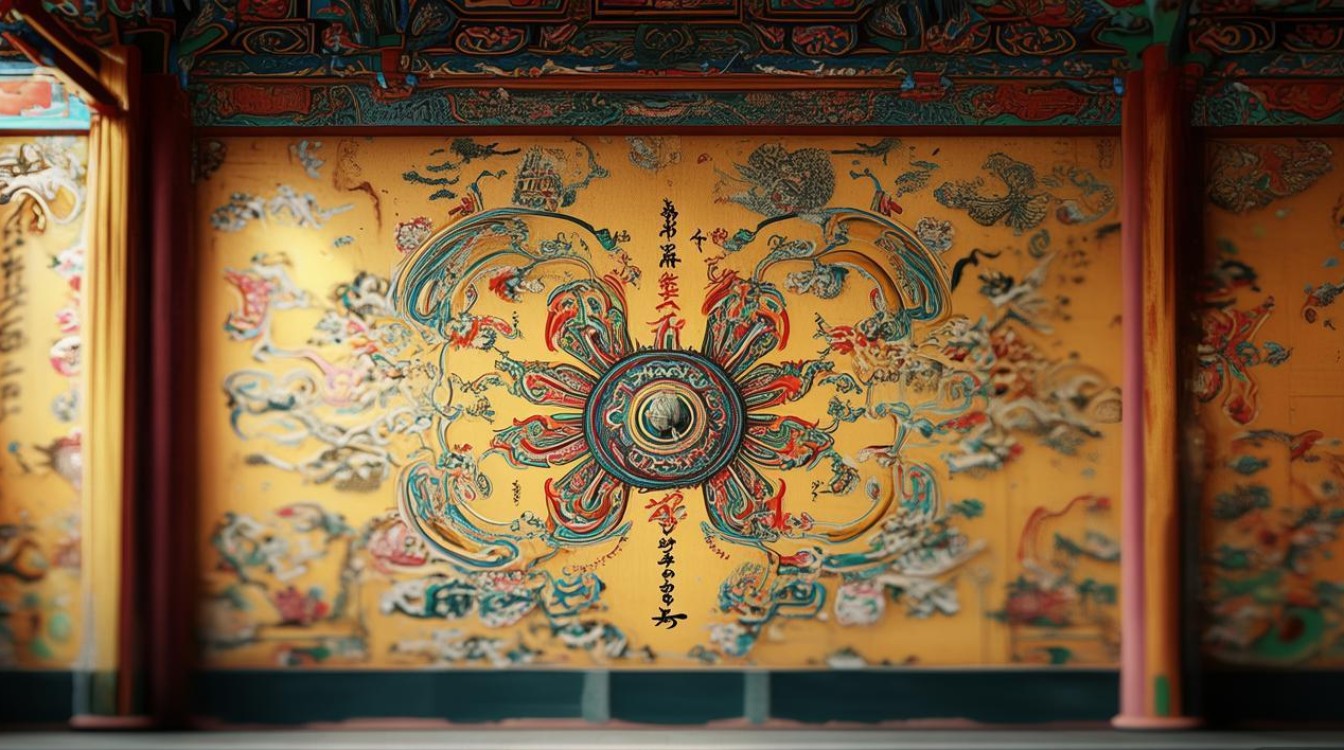 寺庙壁画八吉祥轮