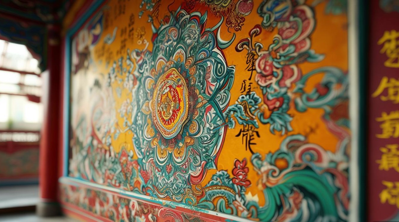 寺庙壁画八吉祥轮