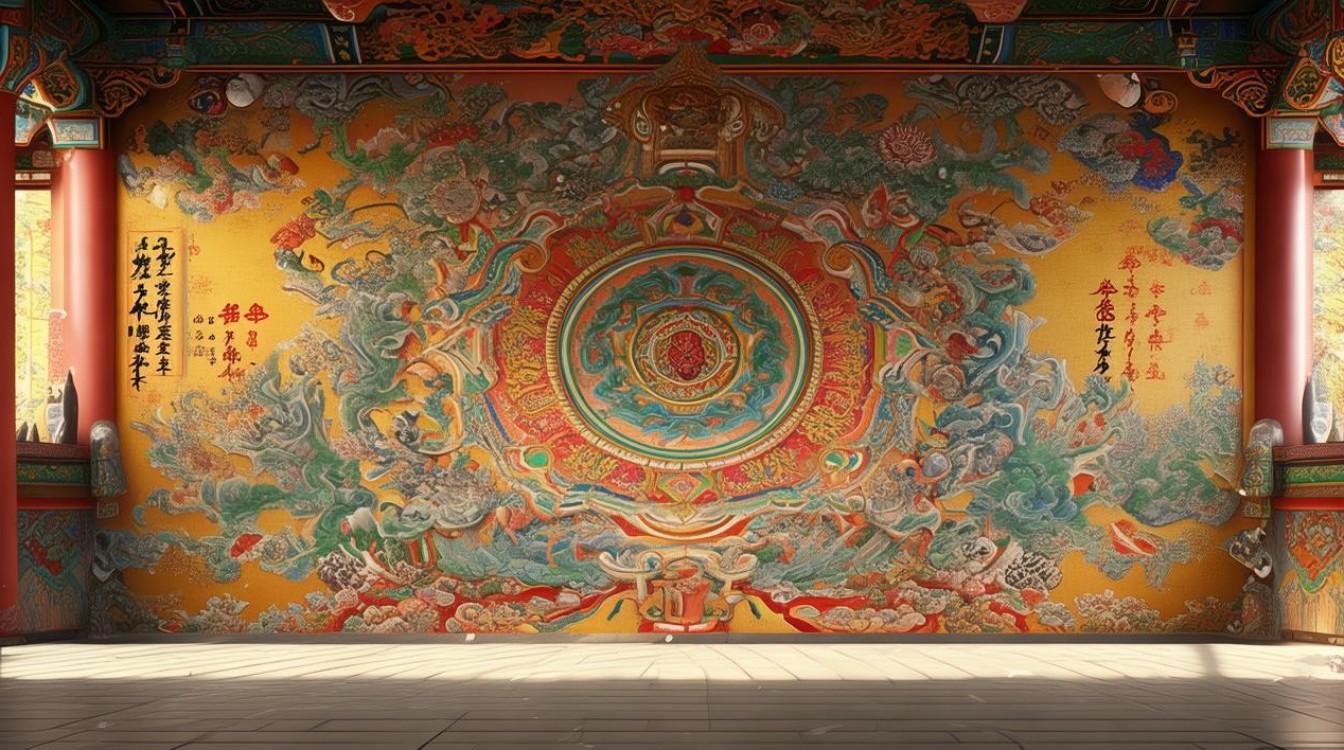 寺庙壁画八吉祥轮